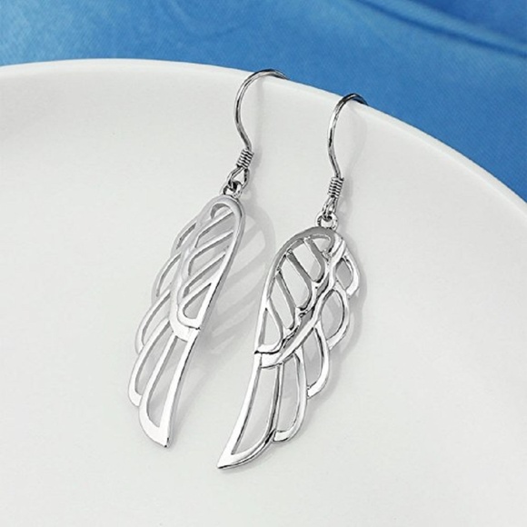 Elegant Angel Wing Drop Earrings - Picture 3 of 5
